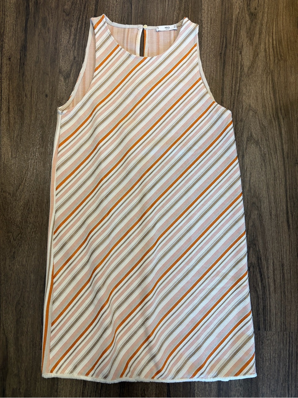 Striped Sleeveless Shift Dress - Peach, Orange & Cream